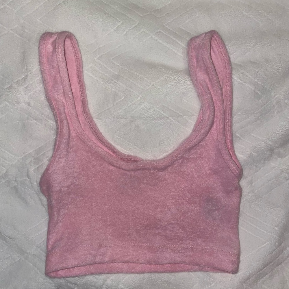 H&M Super Cropped Pink Terrycloth Tank Top